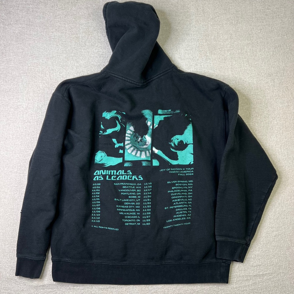 Animals As Leaders Joy of Motion X Tour 2024 Hoodie Black Mens 2XL Independent